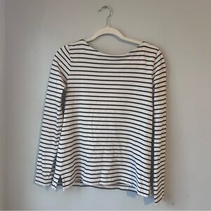 J. Crew 100% Cotton Black and White Striped Long Sleeve Tee Preppy Size Small